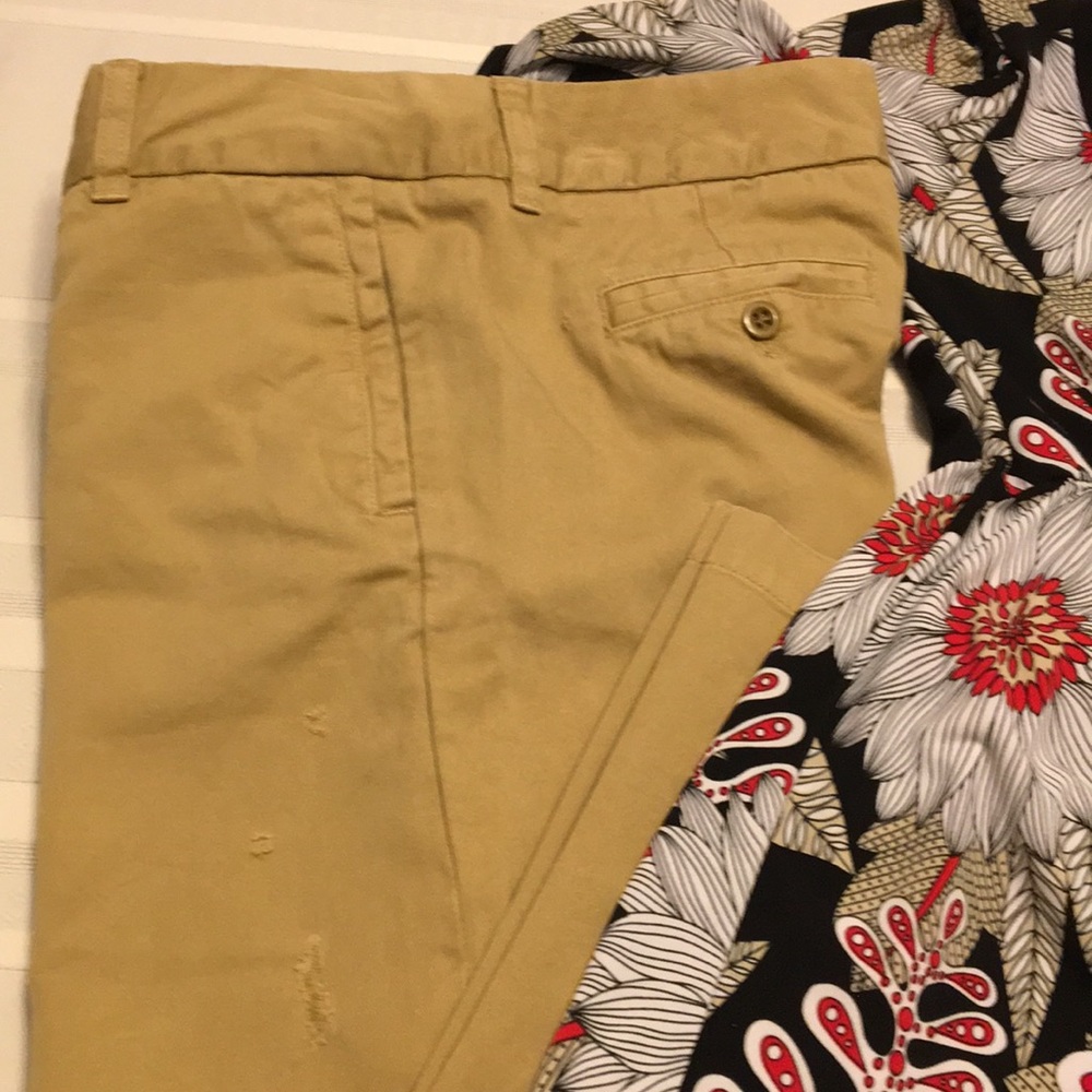J.Crew Distressed Broken-In Khaki’s. Size 0 - image 2